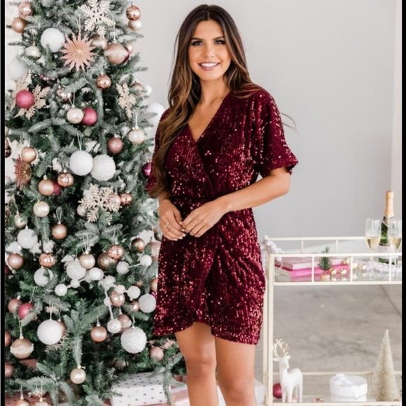 Pink Lily Dresses & Skirts - Maroon Sequin Dress